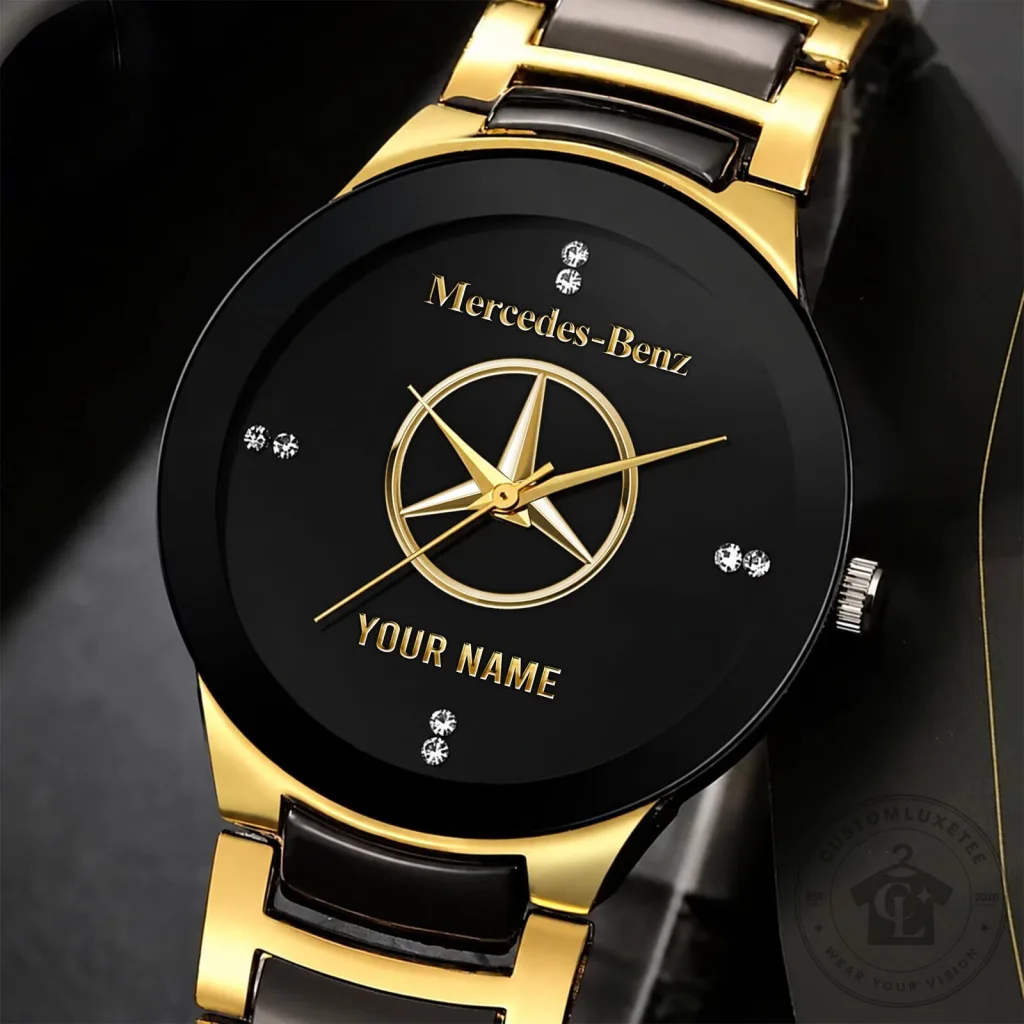Mercedes-Benz Personalized Gold and Black Quartz Watch for Men Mercedes-Benz Personalized Gold and Black Quartz Watch for Men