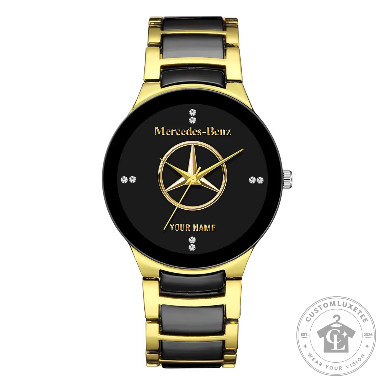Mercedes-Benz Personalized Gold and Black Quartz Watch for Men 10 Mercedes-Benz Personalized Gold and Black Quartz Watch for Men