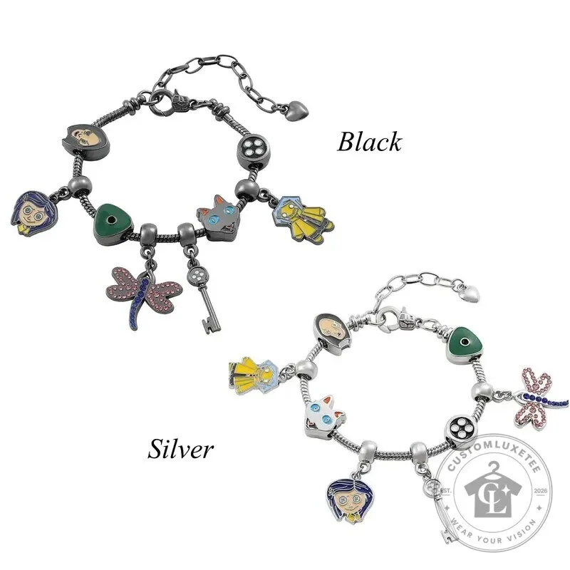 Coraline Movie Inspired Button Key Dragonfly Charm Bracelet 11 Coraline Movie Inspired Button Key Dragonfly Charm Bracelet