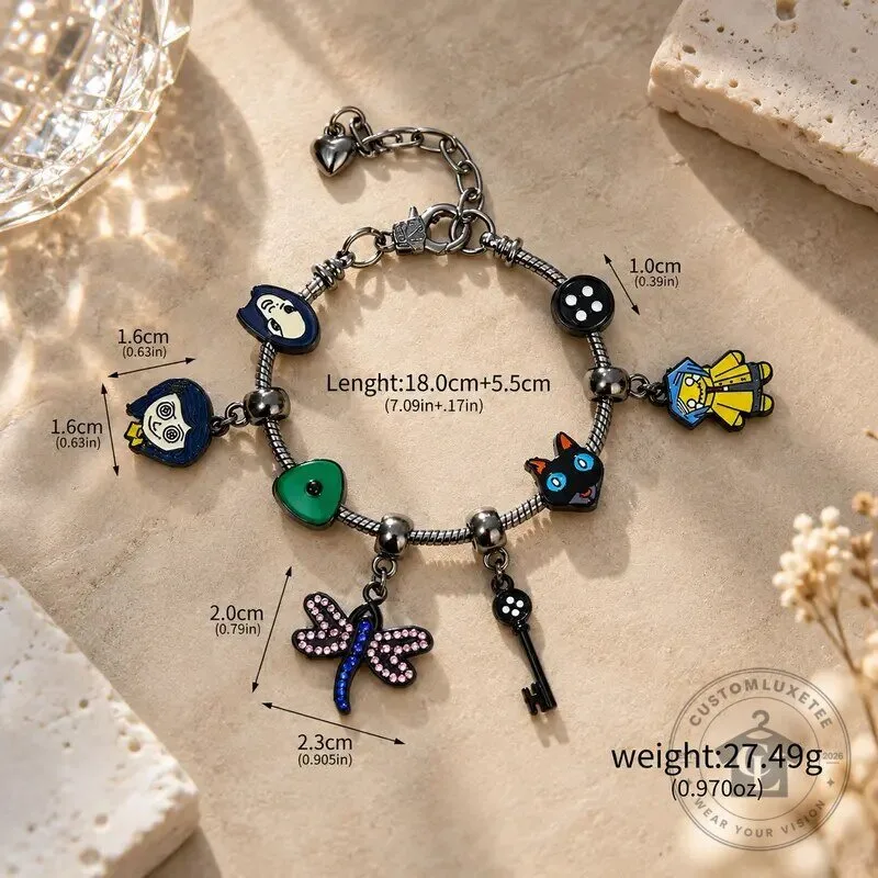 Coraline Movie Inspired Button Key Dragonfly Charm Bracelet 12 Coraline Movie Inspired Button Key Dragonfly Charm Bracelet
