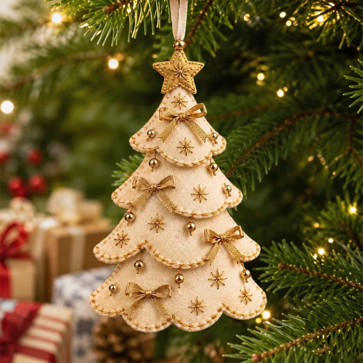 Elegant Gold Star Christmas Tree Ornament, Festive Holiday Decoration Gift
