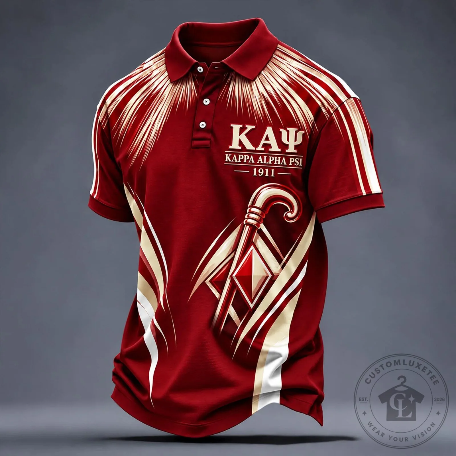 Kappa Alpha Psi Fraternity Red and Gold Divine Nine Polo Shirt