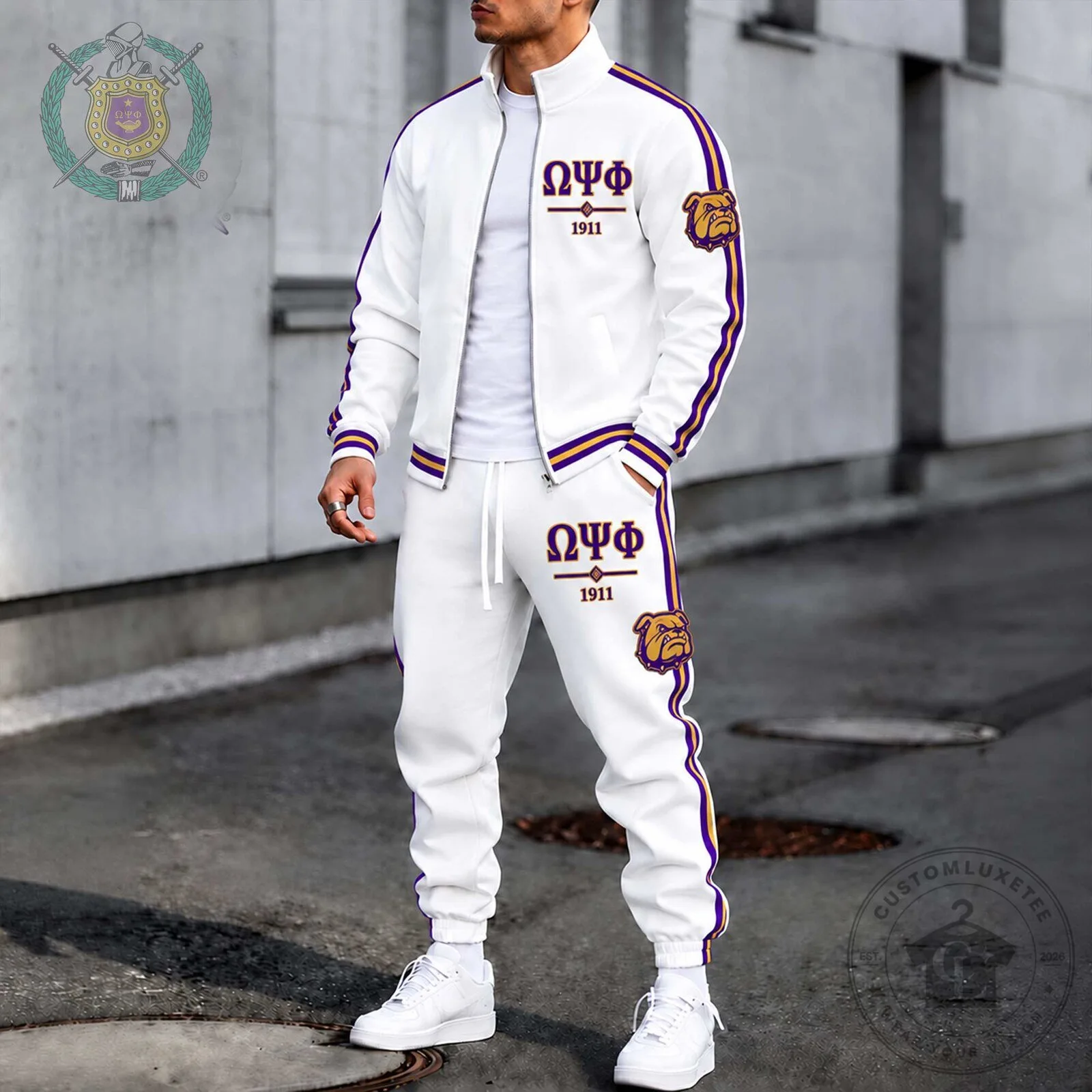 Omega Psi Phi Fraternity 1911 Bulldog Tracksuit Set