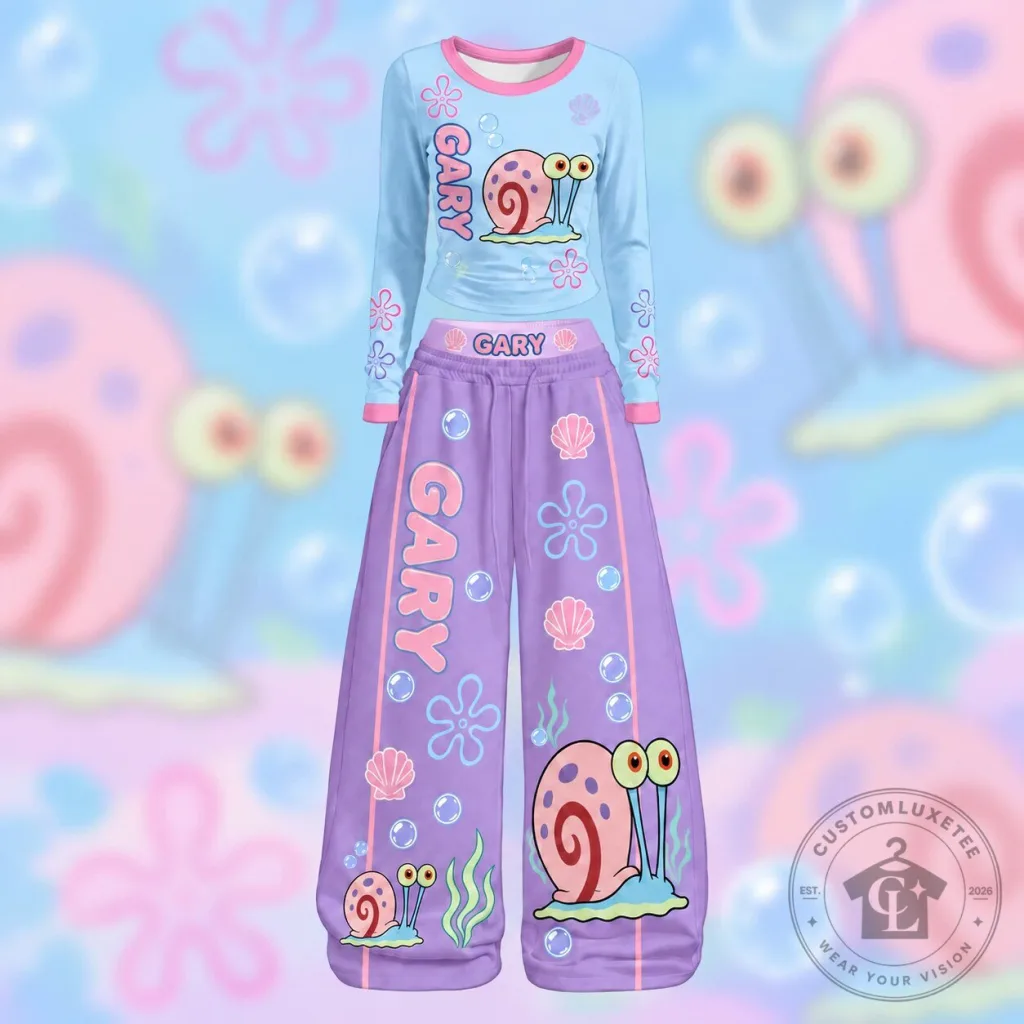 SpongeBob SquarePants Gary The Snail Cartoon Character Pajamas Set SpongeBob SquarePants Gary The Snail Cartoon Character Pajamas Set