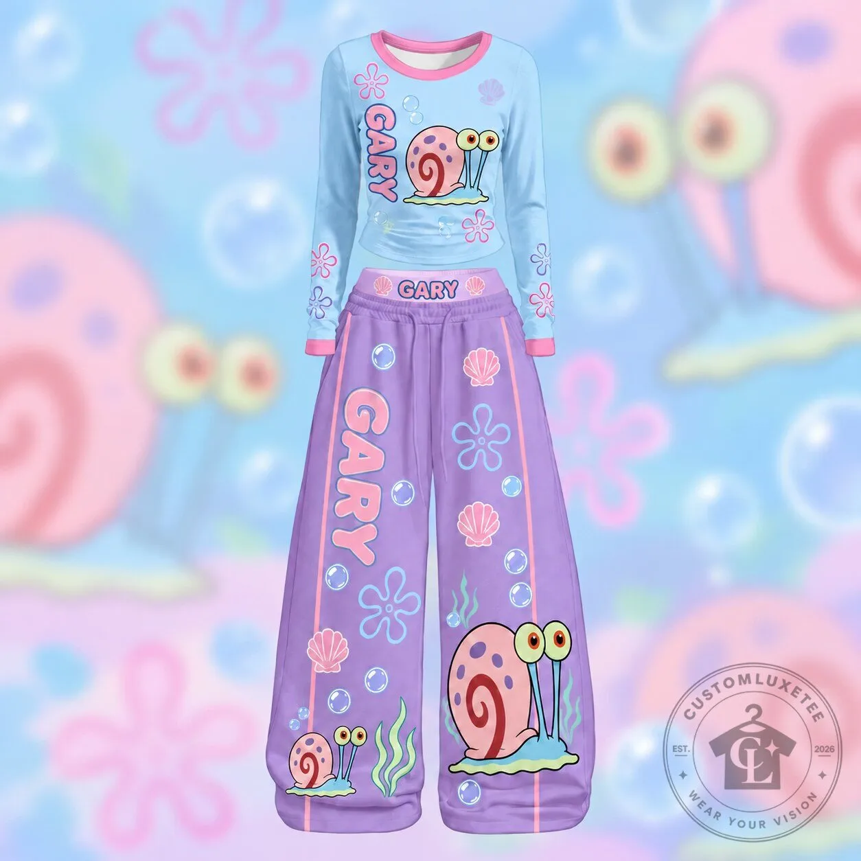 SpongeBob SquarePants Gary The Snail Cartoon Character Pajamas Set 4 SpongeBob SquarePants Gary The Snail Cartoon Character Pajamas Set