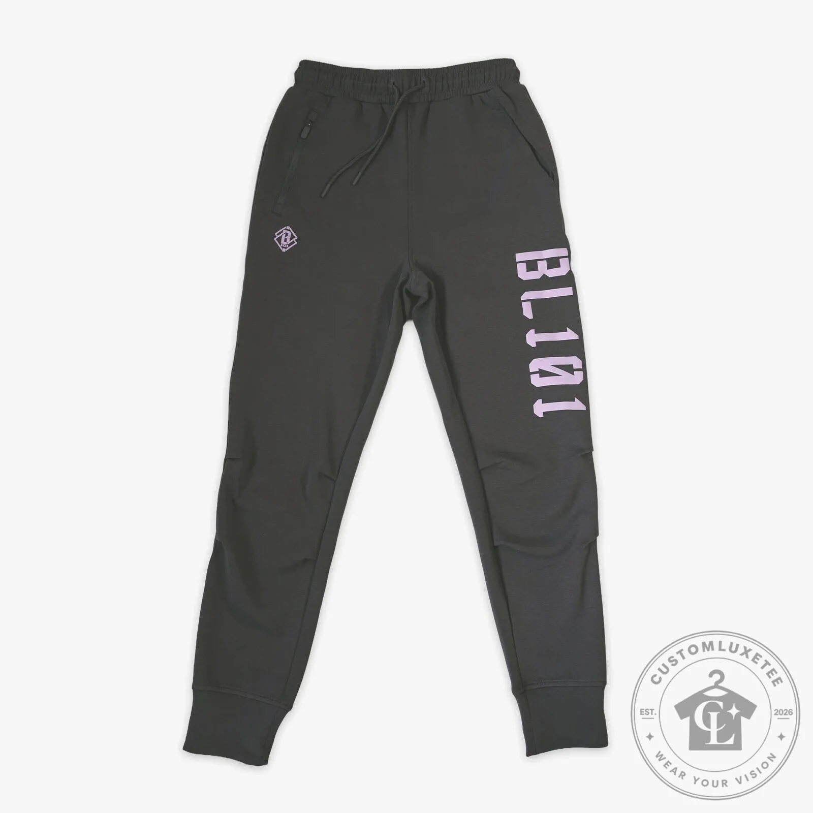 Diamond Relaxed Fit Joggers Gray Lilac Track Pants with Pockets