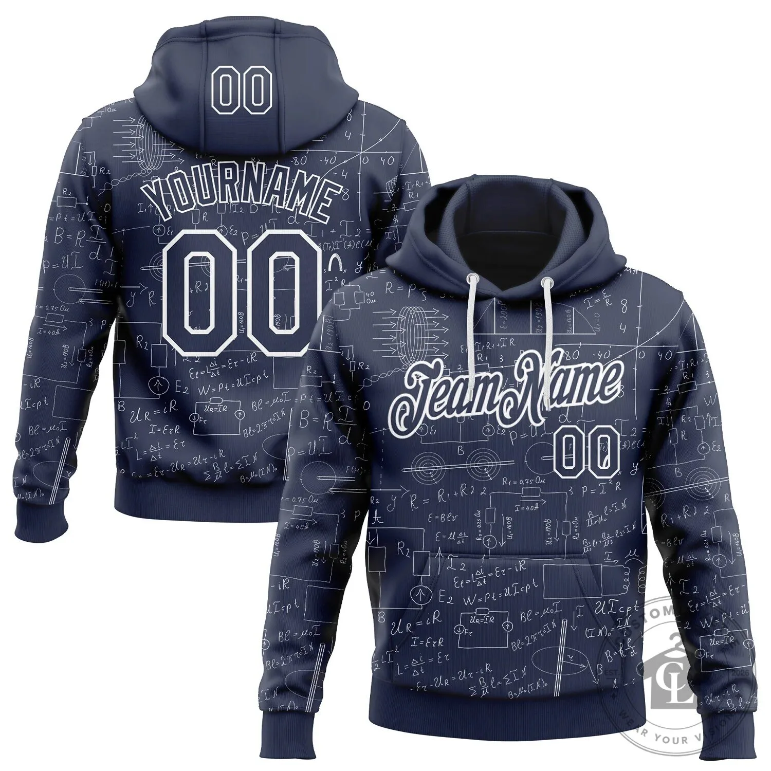Custom Physics Formulas Science Geek Navy Blue Hoodie