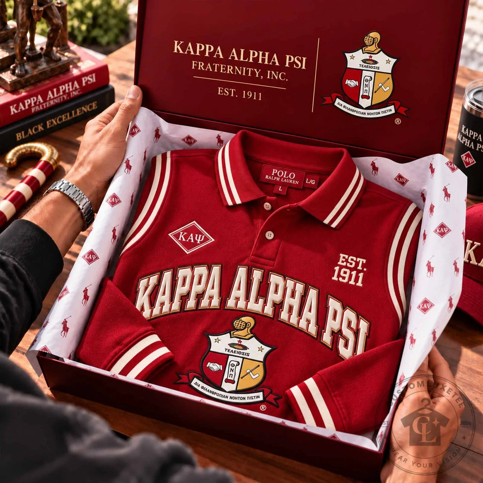 Red Polo Shirt for Kappa Alpha Psi Fraternity Inc., Founded in 1911