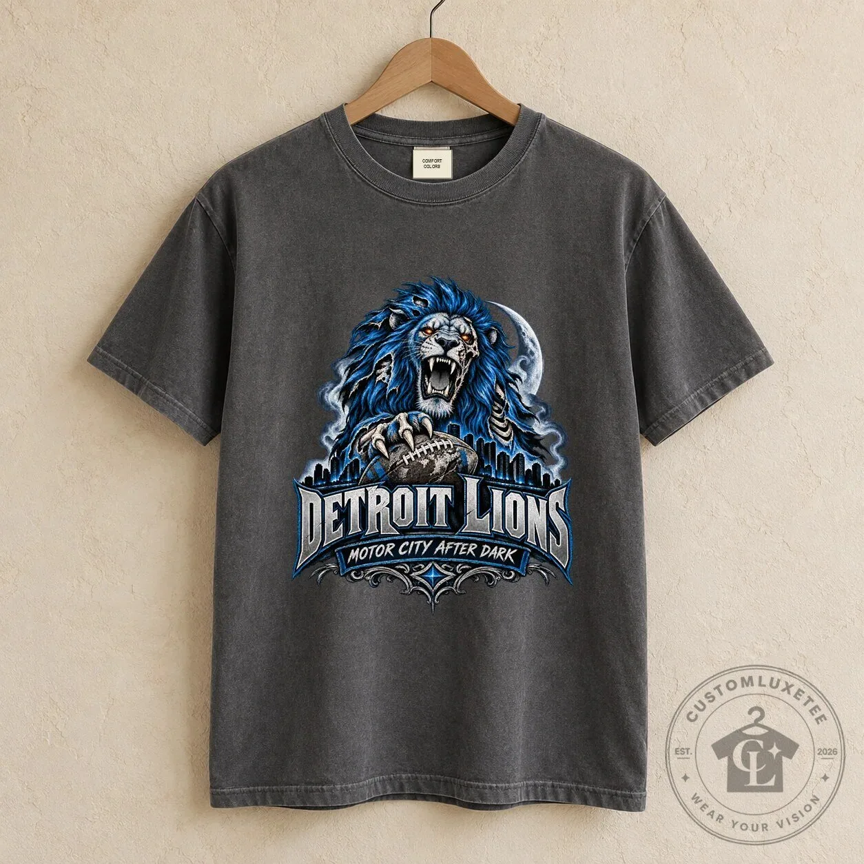 Detroit Lions Motor City After Dark Football Team Graphic T-Shirt