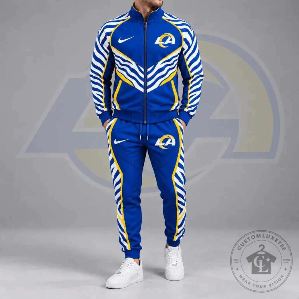 Los Angeles Rams Dynamic Tiger Stripe Print Full Zip Track Jacket Los Angeles Rams Dynamic Tiger Stripe Print Full Zip Track Jacket