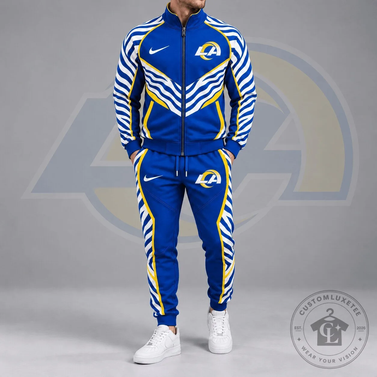 Los Angeles Rams Dynamic Tiger Stripe Print Full Zip Track Jacket