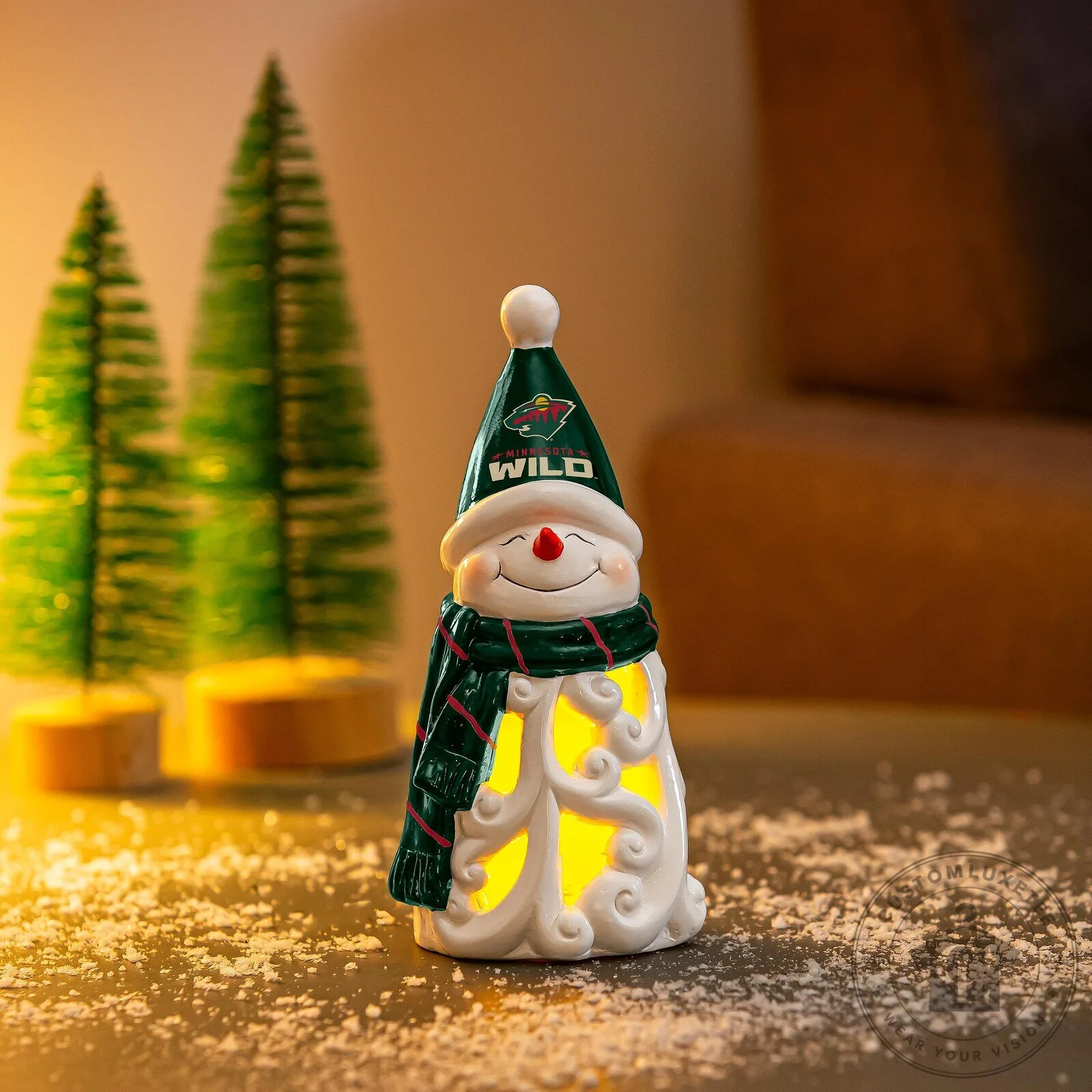 Minnesota Wild Christmas Snowman LED Light-Up Figurine