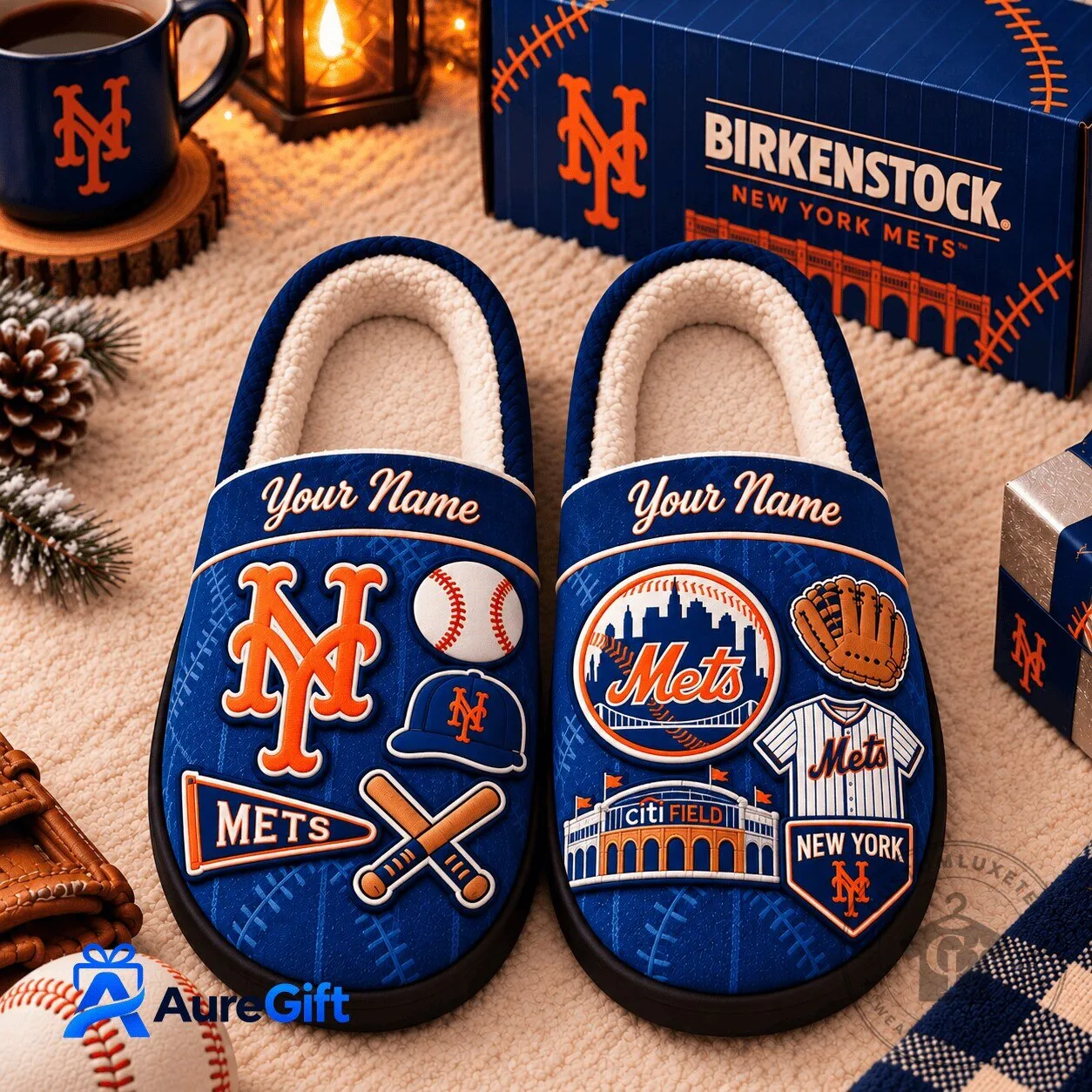 New York Mets MLB Game Day Personalized Name Slippers Gift For Fan