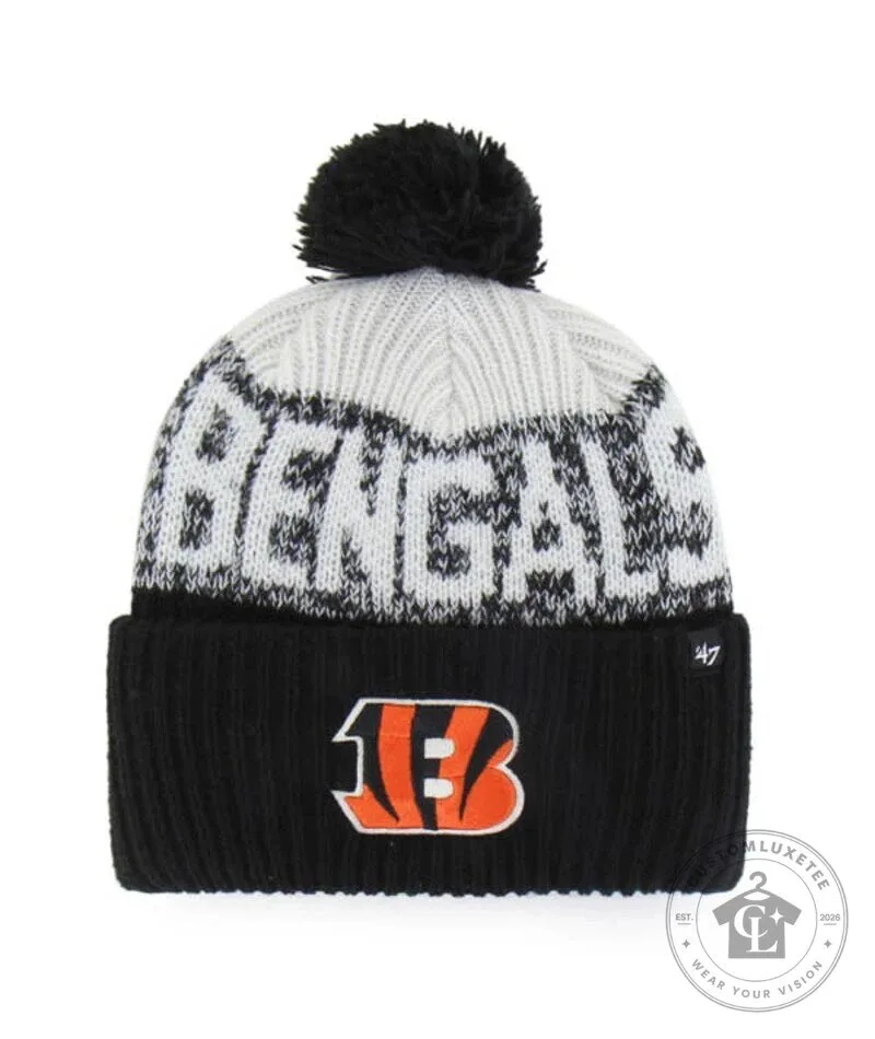 Cincinnati Bengals Black White Pom Pom Knit Beanie Winter Cap Hat