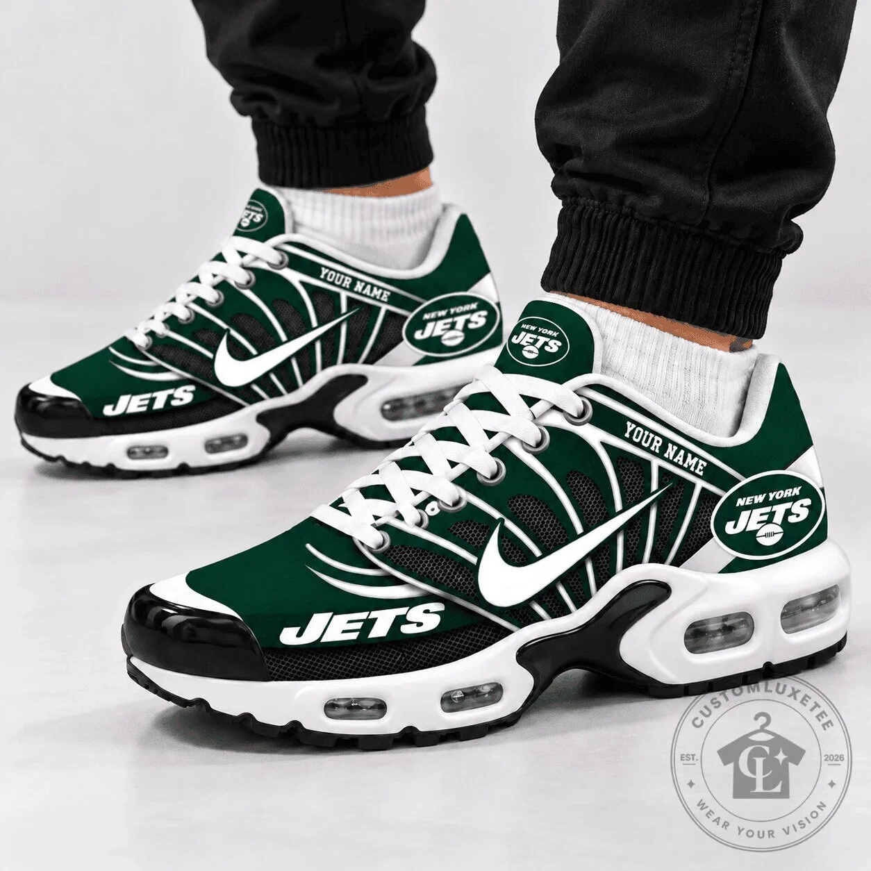 New York Jets Custom Name NFL Team Logo Sport Sneakers