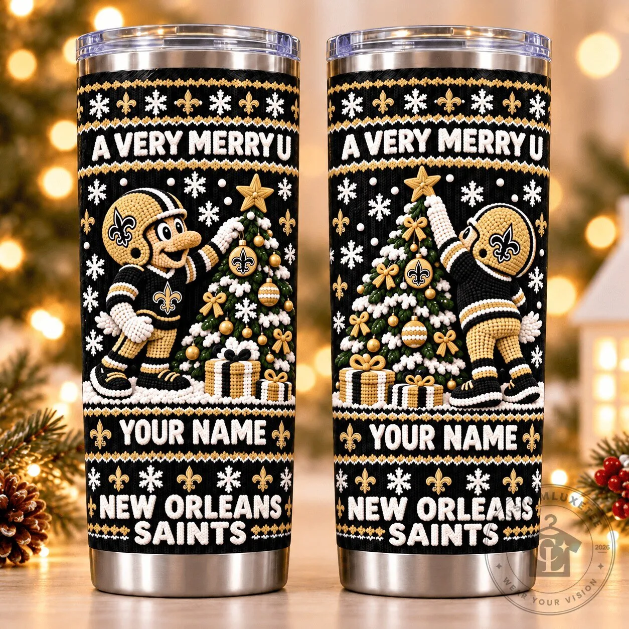 New Orleans Saints Football Team A Very Merry Christmas Personalized Tumbler