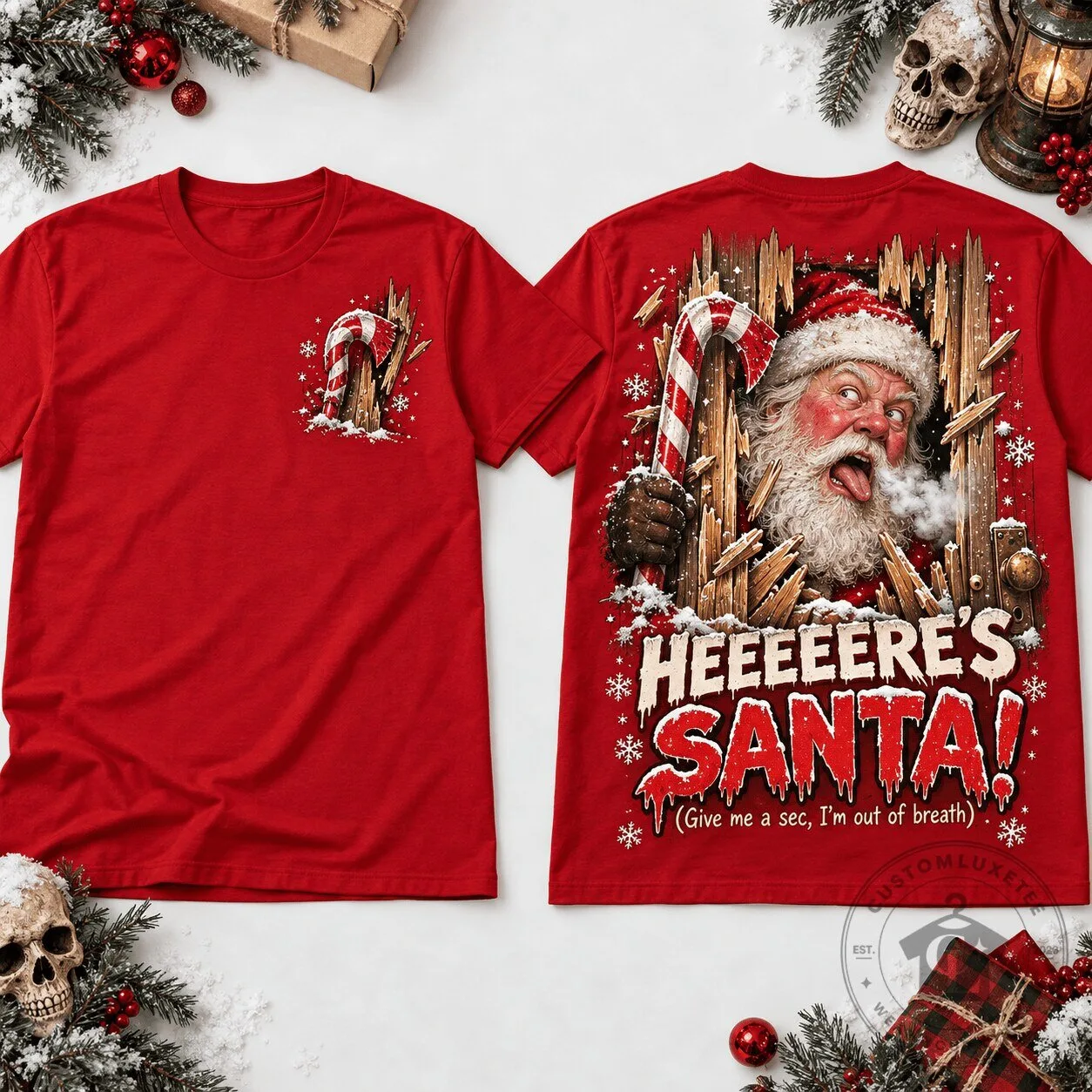 Santa Claus Christmas Horror Movie T-Shirt - The Shining Violent Night Design