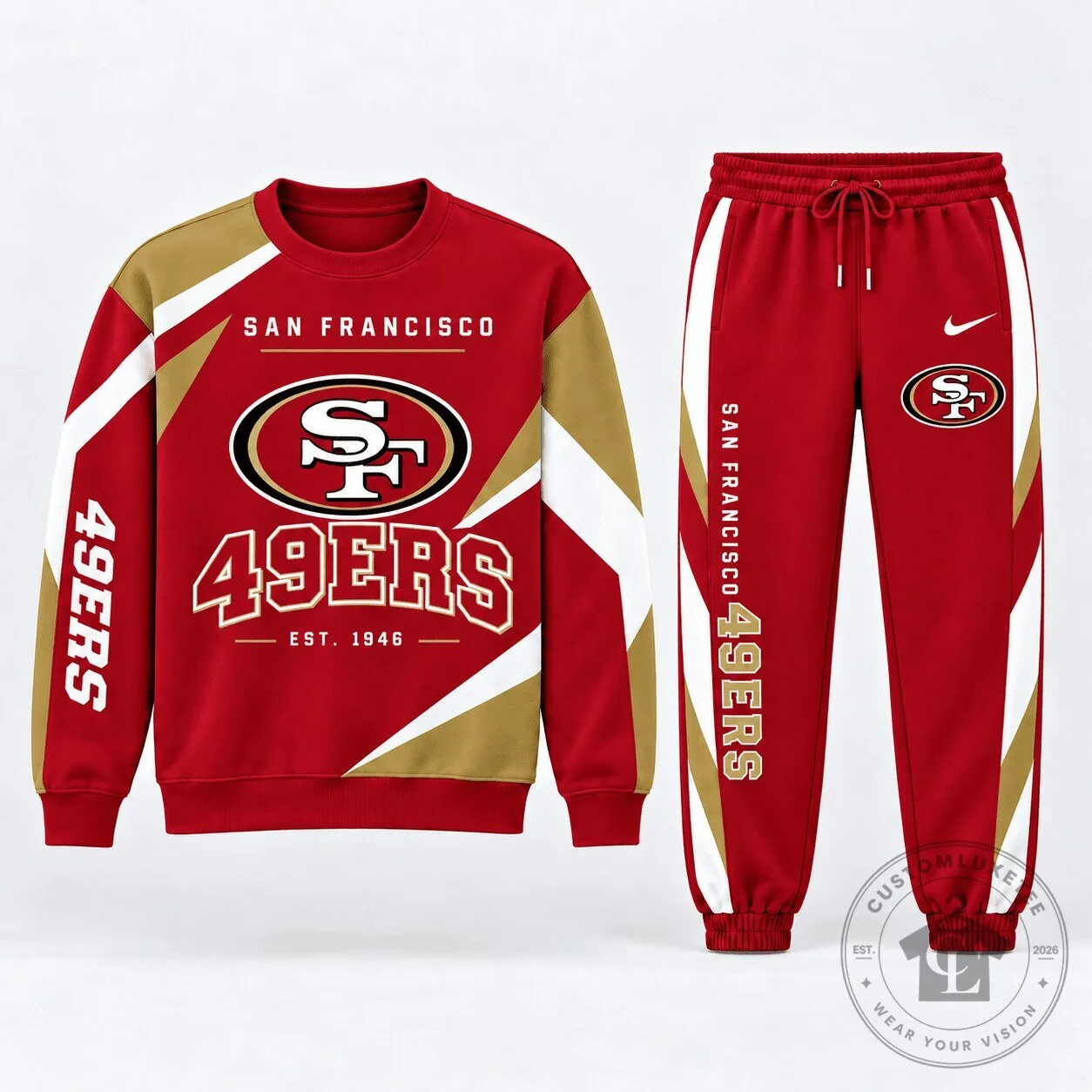 Red and Gold Crewneck Sweatshirt for San Francisco 49ers NFL Football Team