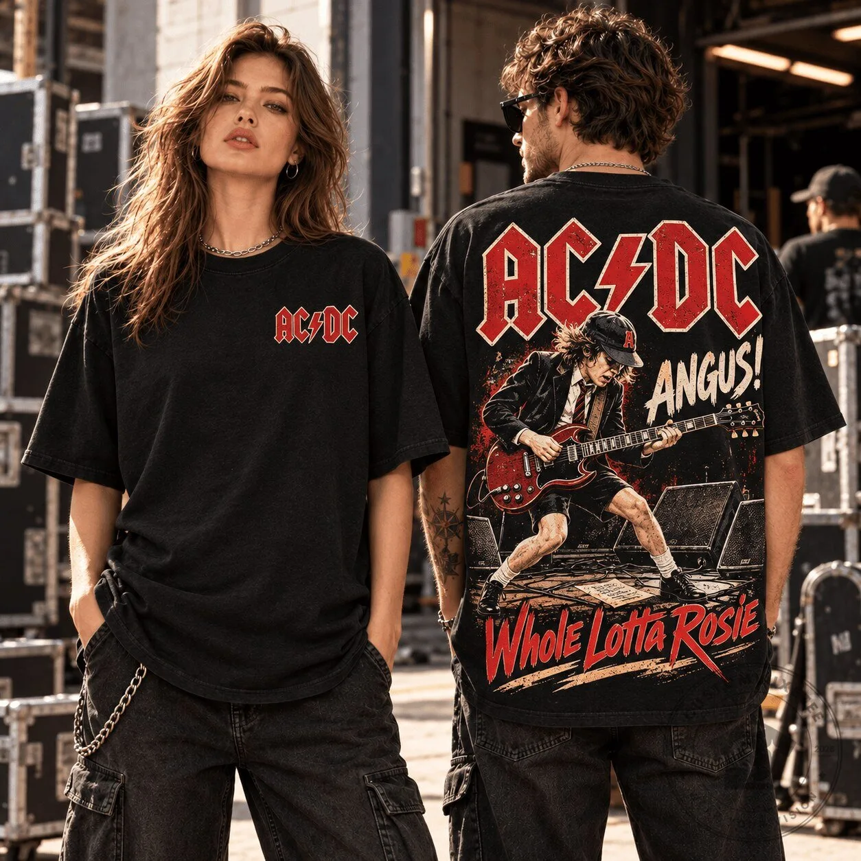 AC/DC Angus Young Whole Lotta Rosie Rock Band Music Fan T-Shirt