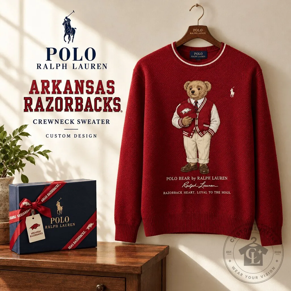 Polo Ralph Lauren Arkansas Razorbacks Bear Embroidered Crewneck Sweater