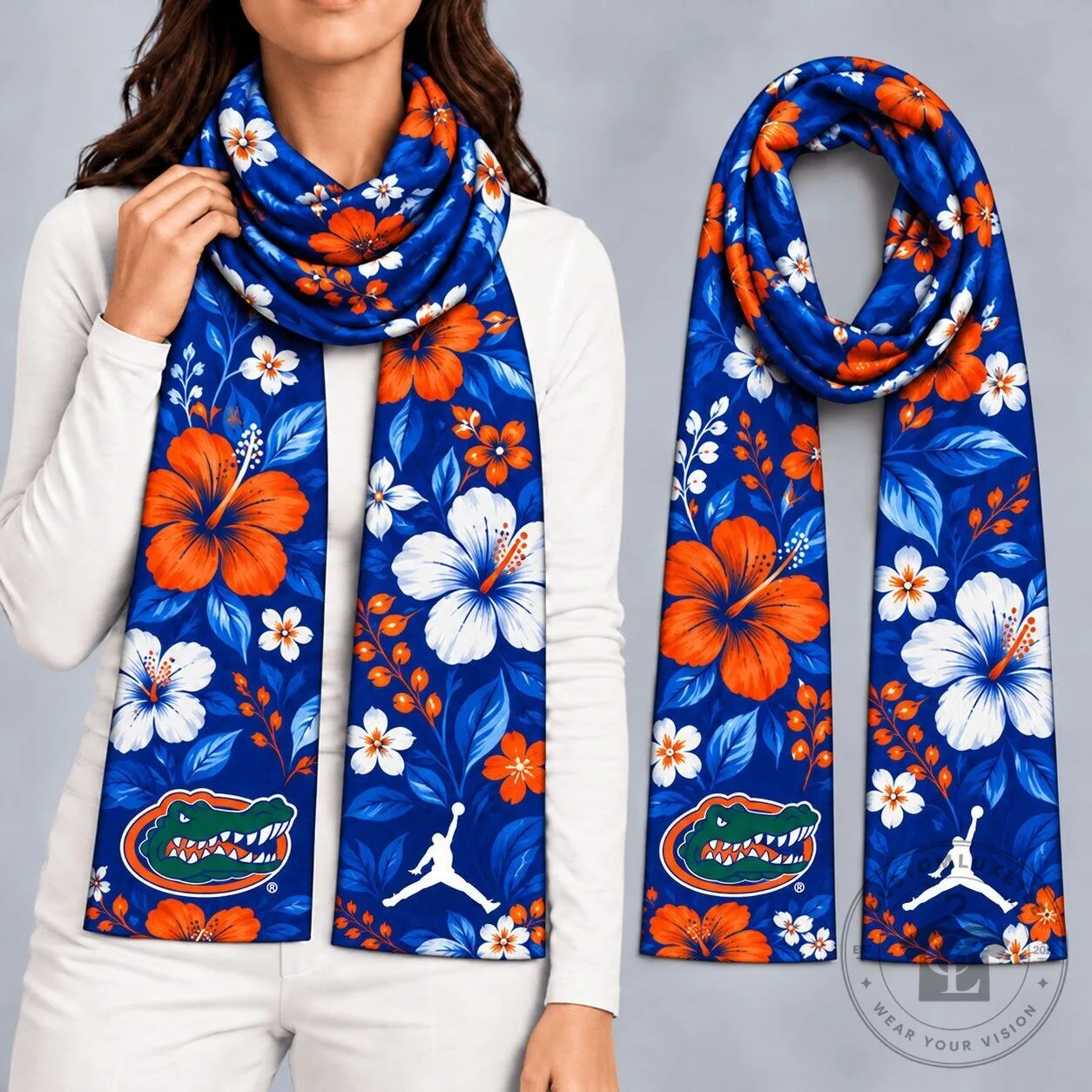 Florida Gators Floral Tropical Pattern Game Day Scarf for Women