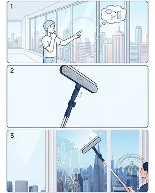 2-in-1 Window Cleaner with Flexible Swivel Head and 2-Section Pole 15 2-in-1 Window Cleaner with Flexible Swivel Head and 2-Section Pole
