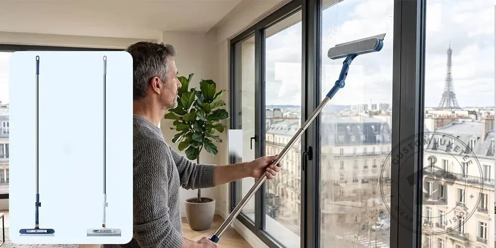 2-in-1 Window Cleaner with Flexible Swivel Head and 2-Section Pole 18 2-in-1 Window Cleaner with Flexible Swivel Head and 2-Section Pole