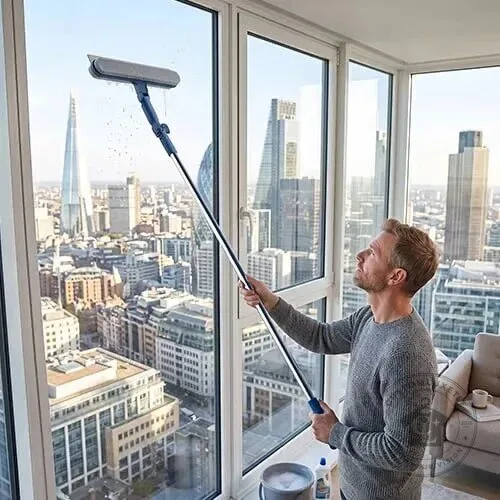 2-in-1 Window Cleaner with Flexible Swivel Head and 2-Section Pole 19 2-in-1 Window Cleaner with Flexible Swivel Head and 2-Section Pole