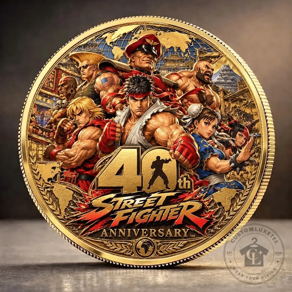 Gold Plated Challenge Coin for the 40th Anniversary of Street Fighter