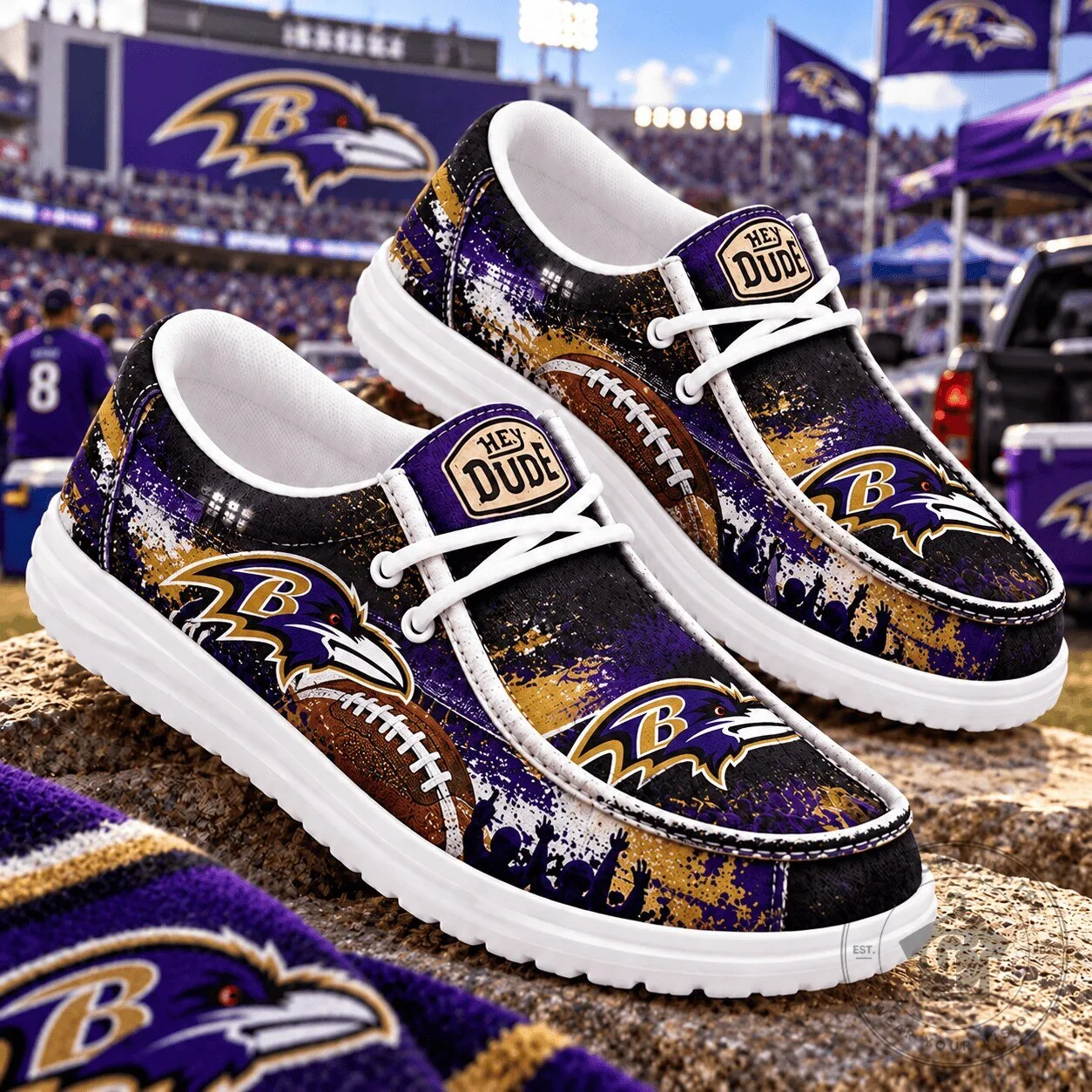 Hey Dude Shoes in Baltimore Ravens Style for Football Team Supporters