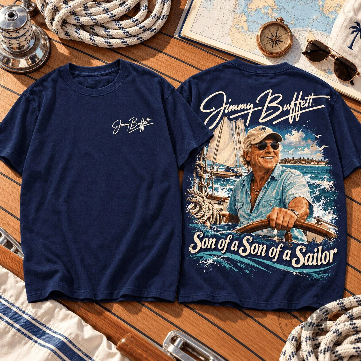 Nautical Graphic T-Shirt featuring Son of a Son of a Sailor by Jimmy Buffett