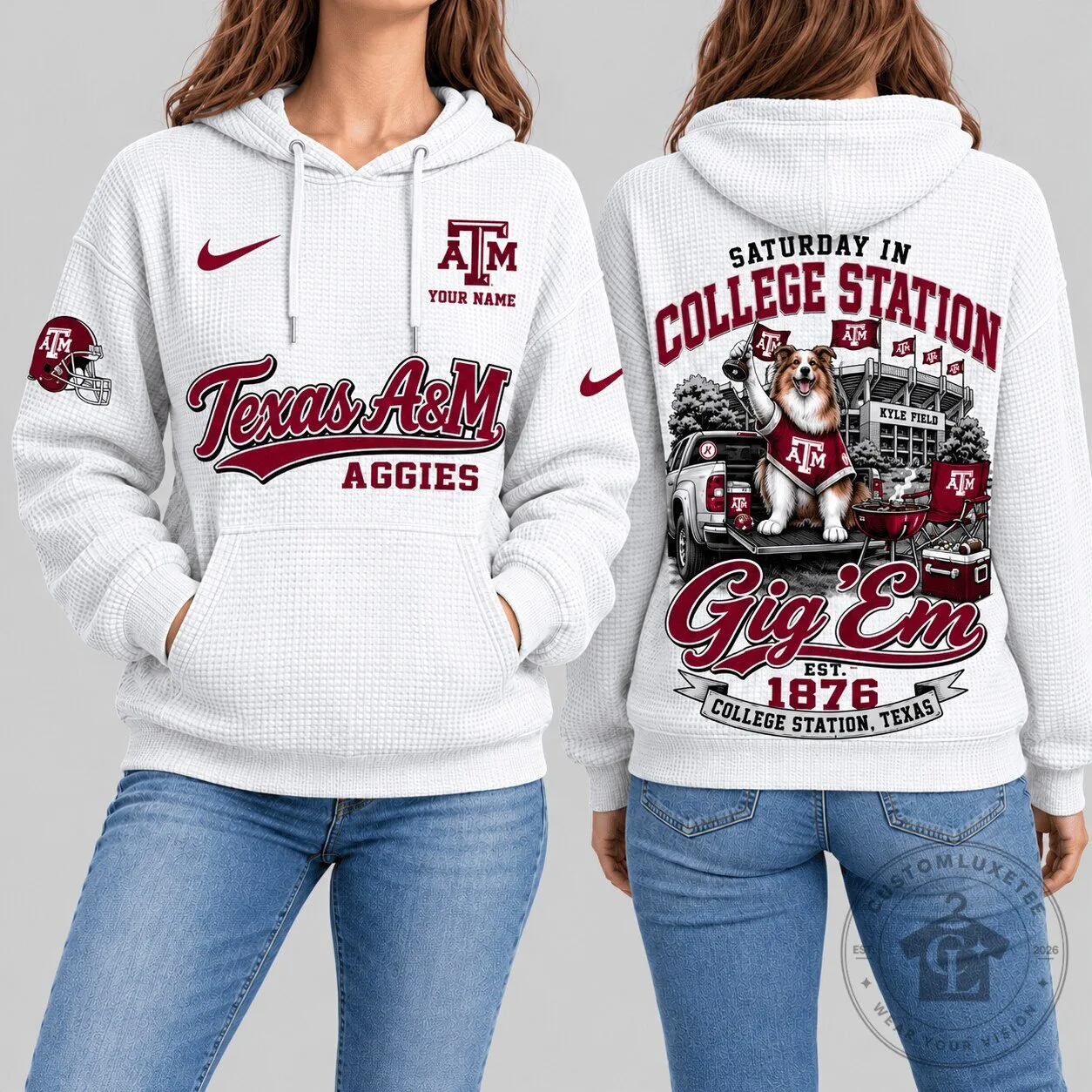 Texas A&M Aggies NCAA Saturday Gameday Waffle Hoodie Sweatshirt 2 Texas A&M Aggies NCAA Saturday Gameday Waffle Hoodie Sweatshirt
