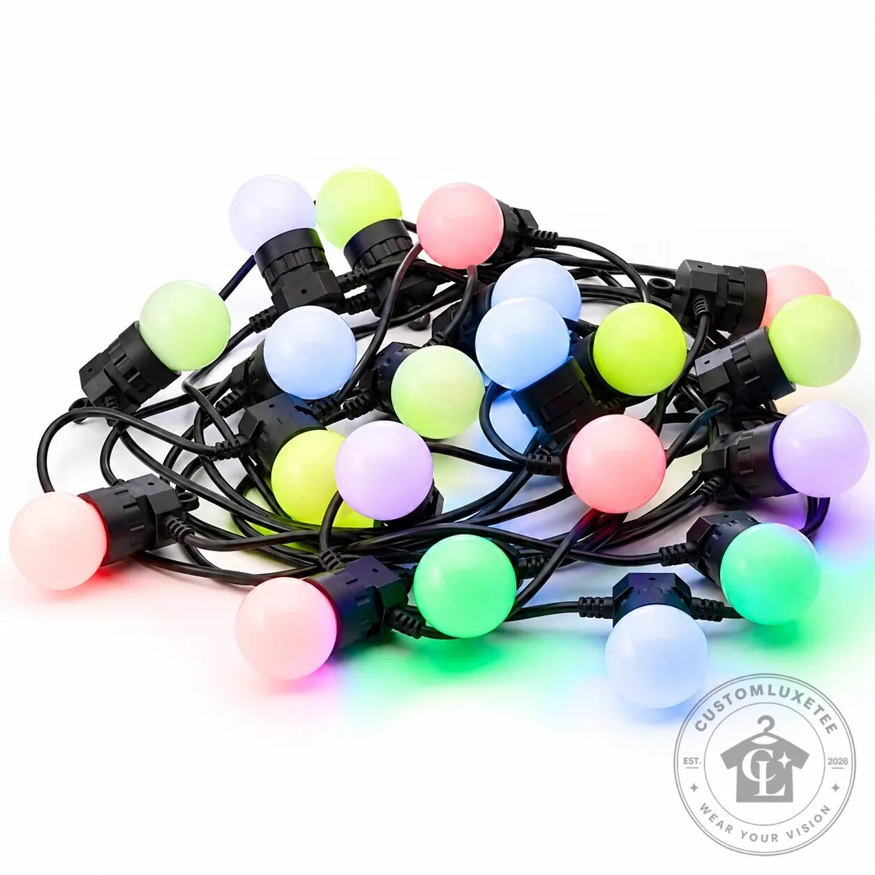 Twinkly Pro C9 Faceted Bulbs String 50 RGB LED Lights Green Wire