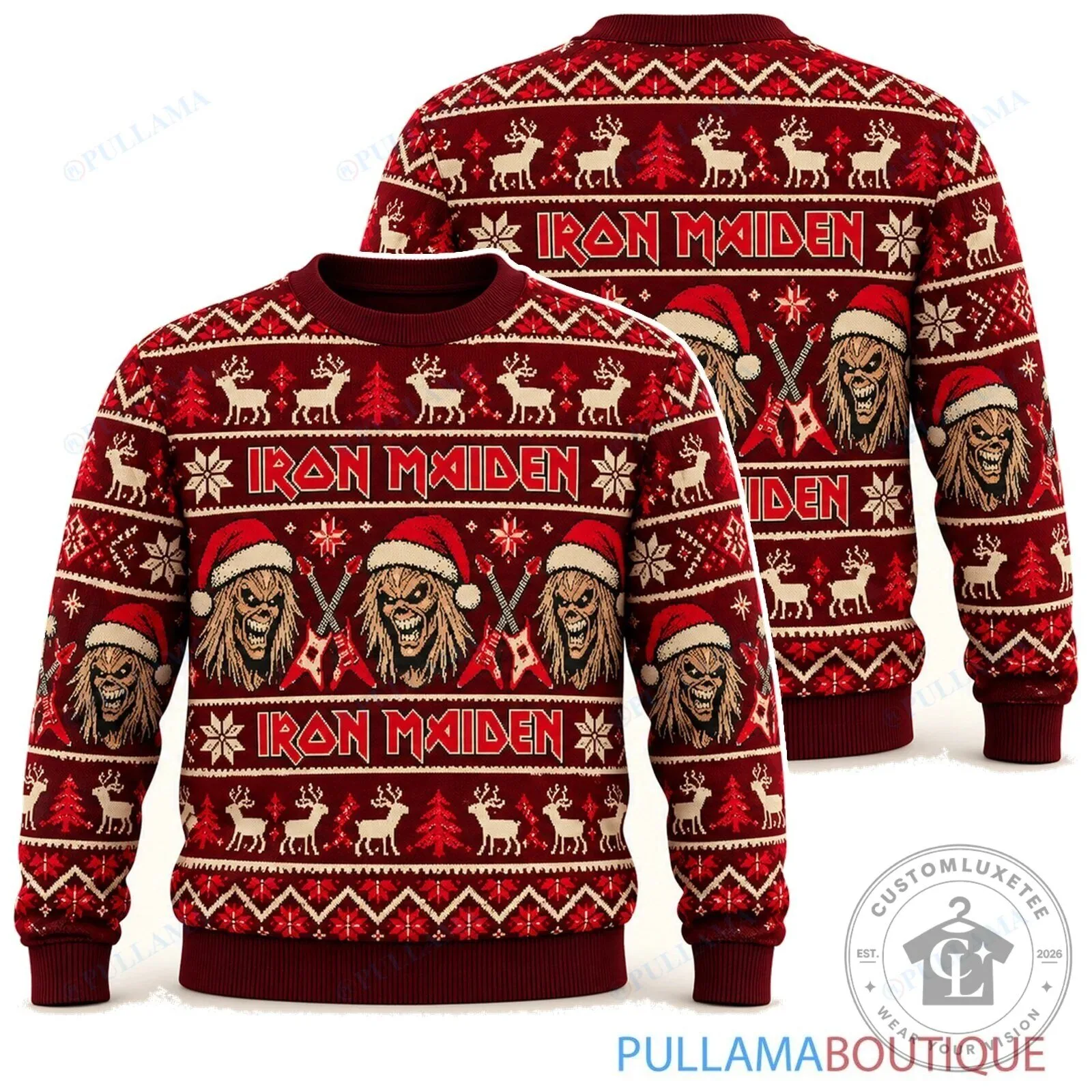 Iron Maiden Eddie The Head Christmas Holiday Ugly Sweater