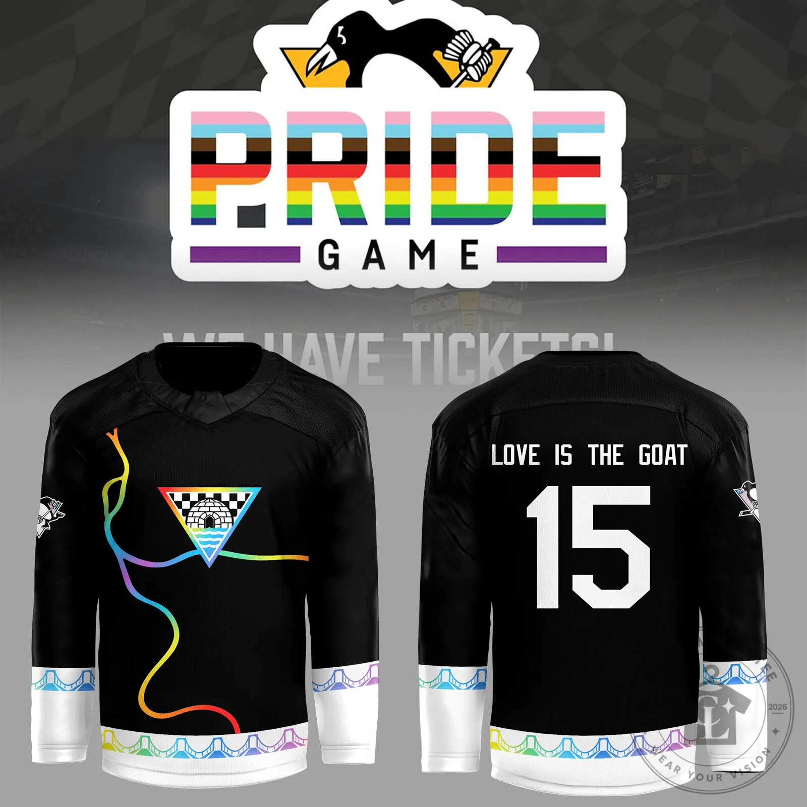 Pittsburgh Penguins Pride Game Love Is The Goat Black Hockey Jersey