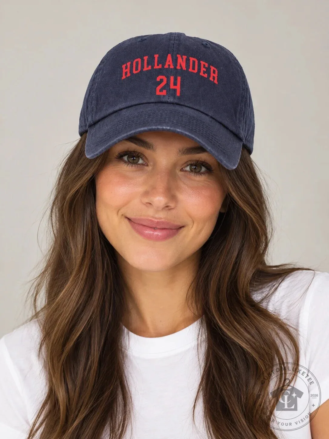 Hollander 24 Embroidered Navy Blue Adjustable Dad Cap Hat