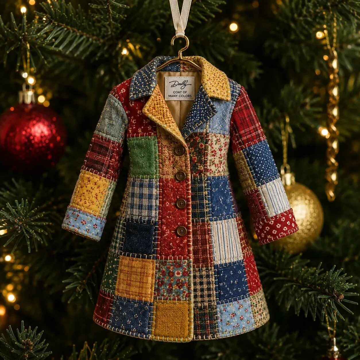 Dolly Parton Coat of Many Colors Miniature Replica Christmas Tree Ornament
