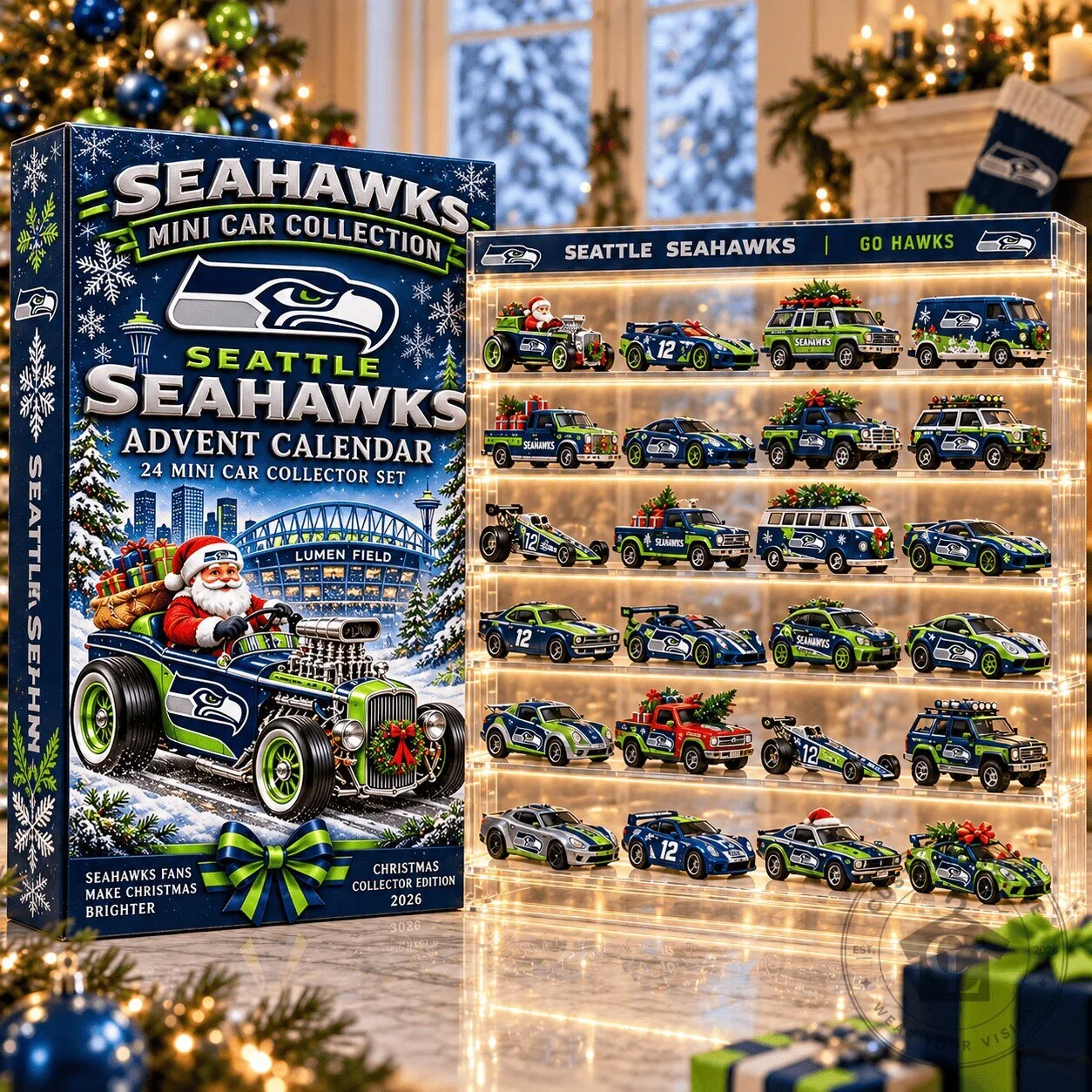 Seattle Seahawks Christmas Mini Car Collection Advent Calendar Box Set 2D