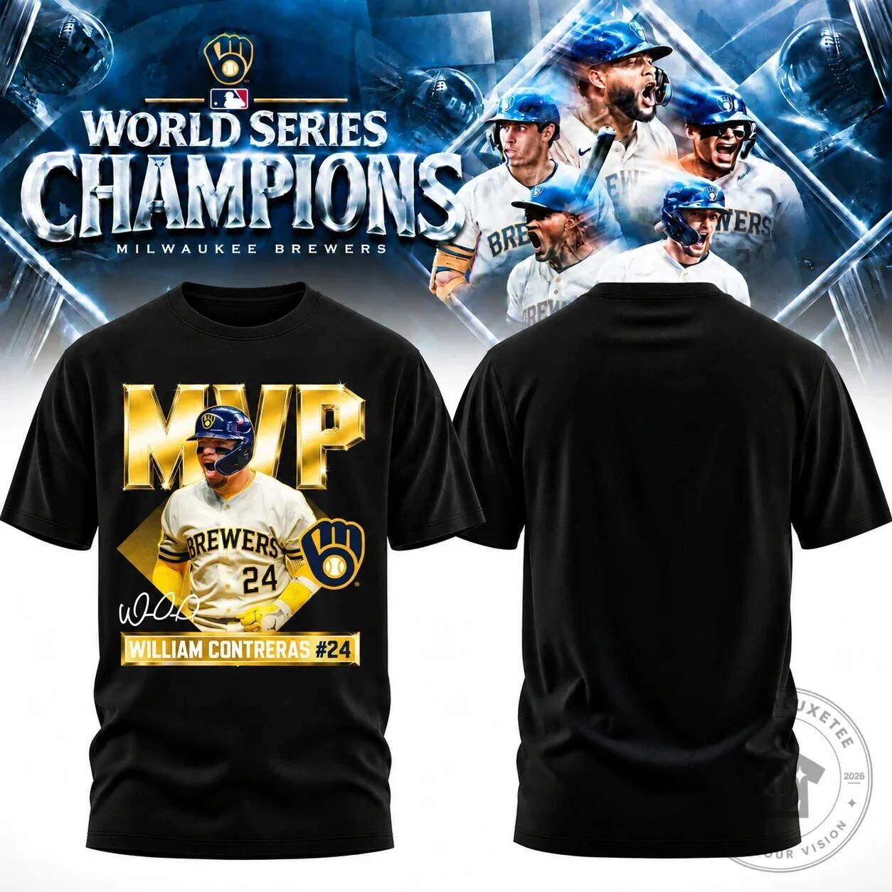 Milwaukee Brewers William Contreras MVP World Series Champions T-Shirt