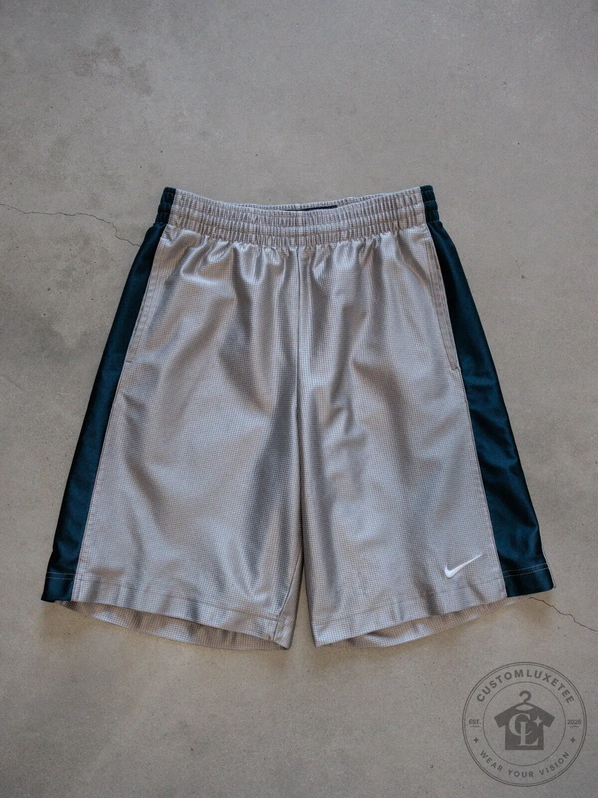 Nike Vintage Gray Basketball Shorts with Teal Side Panels