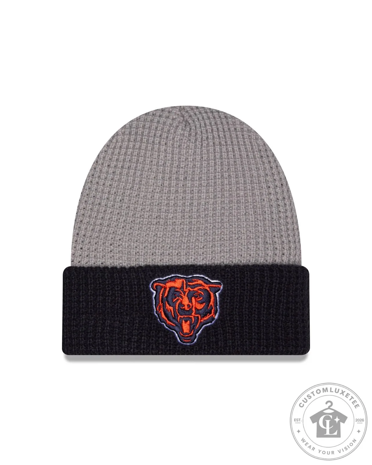 Chicago Bears New Era Play Knit Beanie Hat Gray and Navy Blue